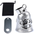Guardian Bell motorcycle pendant set with brass knuckle design and velvet pouch - Steel Color (Bell + Bag + ID Tag)
