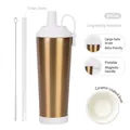 830ml goldener Edelstahl-Strohhalmbecher mit Magnetgriff und Keramikbeschichtung - 830ml / Gold Stil B