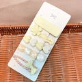 Beige rhinestone pearl hair clips 5-piece set with flower and heart shapes - Yellow LOVE Heart 5-piece Set