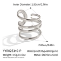 Detailed size specifications for silver stainless steel ring with 1.93cm inner diameter - Multi-layer Wrap Design (YYR025349-P)