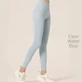 Hoch taillierte Push-Up Yoga-Leggings für Damen in Hellblau aus Stretch-Stoff - Kristallblau