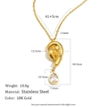 Collier en acier inoxydable plaqué or 18 carats avec pendentif nœud et zircon poire - Collier Zircon Goutte d'Eau Noeud / Doré