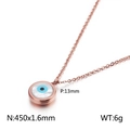 Rose gold Evil Eye necklace with shell inlay, 13mm pendant on 450mm titanium steel chain - Rose Gold (KN88712-K)