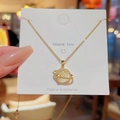 18K gold plated titanium necklace with saturn planet opal pendant and star detail - X170 Opal Planet Style