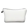 Portable white canvas cosmetic bag with black zipper and handle for custom design - Custom Design