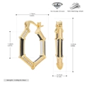 Detail showing 925 sterling silver hexagon earrings with 5A zircon and size specs - 925 Silver Yellow Gold Plated