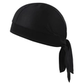 Elastic black durag headwrap for sports featuring breathable fabric and long adjustable straps - One Size / Solid Black