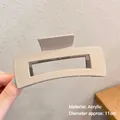 Matte beige rectangular bow hair claw clip made of acrylic for women, 11cm large size - Diameter Approx 11cm / 5# Beige Grey Square Clip