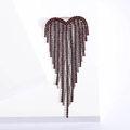 Spilla a cuore elegante con nappe a cascata in strass rosso scuro su metallo - Rosso