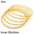 Set of 5 minimalist stackable 18k gold plated 3mm stainless steel bangles for women - 5Pcs Set-Gold (KB184140-KFC)