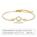 Pulsera ajustable de acero inoxidable chapada en oro de 18K con anillo de circonitas AAA - Dorado-Anillo de Pavé(BR-1383G)