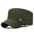 Berretto militare verde in cotone con distintivo in metallo vintage e fori traspiranti - Regolabile / Verde Militare