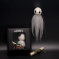 Set regalo fantasma in feltro fatto a mano con scatola Adopt A Ghost e pergamena - Scatola Regalo Fantasma / 7.6cmx7.6cmx4cm / Grigio