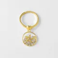 18k gold plated open ring with starfish pendant and white zircon ocean theme design - Starfish / Style B