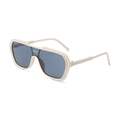 Lunettes de soleil de sport beige surdimensionnées avec verres gris et logo GYNE - Monture Blanche Verres Gris Foncé