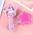Pink star-shaped unicorn hairbrush with glitter sequins for kids hair detangling - Unicorn Pony Star Detangling Comb (1 PC)
