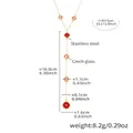 Detailed technical diagram showing 18k gold plated tassel necklace dimensions and glass stones - Gold Red Glass (TXP271)