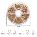 Golden DIY jewelry making kit with lobster clasps and jump rings in round box - KC Gold (570Pcs Set)