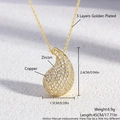 Collana con pendente a goccia in rame placcato oro 18k con pietre di zircone lucide - Ciondolo 2.4x1.5cm/Catena 45cm / Oro