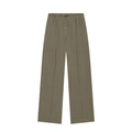 Detail of army green straight-leg trousers with elastic waistband and drawstring cord - XS / Taupe Pants