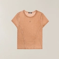 Slim fit sport-T-shirt in vintage gewassen terracotta met getailleerd ontwerp en logo - S / Vervaagde Woestijn