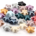 Colorful starfish glazed ceramic beads for DIY jewelry making displayed on white background - 12mm / Mixed Colors (00#)