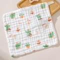 Soft cotton 6-layer gauze baby face towel featuring a cute cactus print and grow text - Plant Gathering