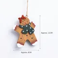 Wooden gingerbread man Christmas ornament with red bow and green scarf, 11cm height - Style K/Gingerbread Man with Bow