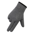 Gants d'hiver thermiques en polaire grise avec étiquette et poignets coupe-vent - Ligne Triple Homme - Poil de Lapin Gris