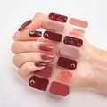 3D laser gold stamping nail art stickers with burgundy and rose pink glitter moon designs - Wine Red Rose Pink Transparent Gold Moon Glitter (DQ3-038)