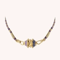 18K gold plated twisted necklace with colorful enamel pendant and woven purple cord - Purple Bracelet