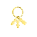 Golden cartoon keyring with two boy charms and one bear charm in polished finish - 1 Dog 2 Boys / Gold