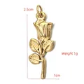 Polished gold rose flower pendant 2.5cm x 1cm stainless steel floral jewelry charm - BXGPJ074-Long Stem Rose Pendant