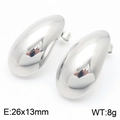 Pendientes de gota de acero inoxidable plateado pulido 26x13mm estilo minimalista - Color Acero
