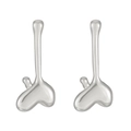 Orecchini a pendente in acciaio al titanio argento con cuore irregolare lucido - Stile Goccia Cuore Liquido Argento (N-495)