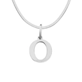 Silver titanium steel necklace with letter O pendant on vintage flat snake chain - Letter O / 1 Piece / Steel