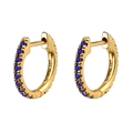 Elegant 14K gold hoop earrings with sparkling blue zircon stones and hinged closure - Gold Blue Gemstone