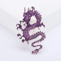 Regale Chinese draak broche met paars emaille en gouden randen op een witte ondergrond - Paars