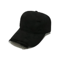 Detailed view of the distressed edges and frayed holes on a black vintage baseball cap - M (56-58cm) / Black