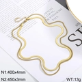 Double-layered 18k gold plated flat snake chain and round link necklace set for women - Gold Double Layer Necklace (KN232345-Z)