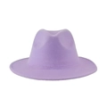 Elegant lavender felt fedora hat with wide brim and classic indented crown for women and men - One Size (58cm) / Light Purple