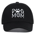 Cappello trucker nero in cotone con ricamo DOG MOM e rete traspirante posteriore - Nero