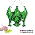 Lichtgevende vleermuis diamond painting set met groene steentjes en DIY-tools - Lichtgevend Hangbord 2