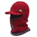 Passamontagna invernale rosso scuro con fodera in pelliccia sintetica grigia e zip - Taglia Unica(58-63cm) / Borgogna