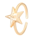 Gold adjustable open ring featuring a vintage celestial sun star face relief design - KC Gold Star Face Relief Style (K-133)