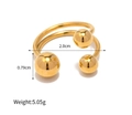 Golden sphere ring with triple polished beads in U-shaped minimalist jewelry design - Gold Triple Ball Horseshoe Ring