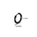 Black titanium steel hoop earring 14mm outer diameter with 2.5mm thickness - 2.5*14mm Black (Single)