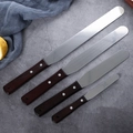 Set of four stainless steel cake spatulas with ergonomic rosewood handles in varied sizes - Black Handle Straight Spatula / 4 Inch
