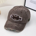 Distressed brown baseball cap with retro 1968 embroidery and American vintage style - Coffee