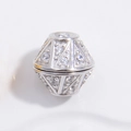 Macro shot of S925 silver rhombus pendant connector with sparkling zircon stones - Platinum Rhombus Screw Clasp